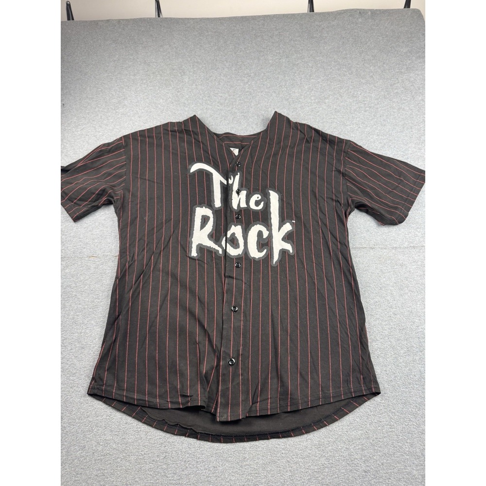 Vintage 90s WWF WWE The Rock The Great 1  Pinstripe Baseball Jersey Mens 52 XL